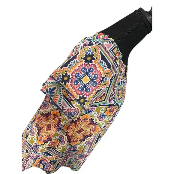 Democracy Women’s Smocked Neck Bohemian Style Top/Blouse Large - Picture 4 of 11